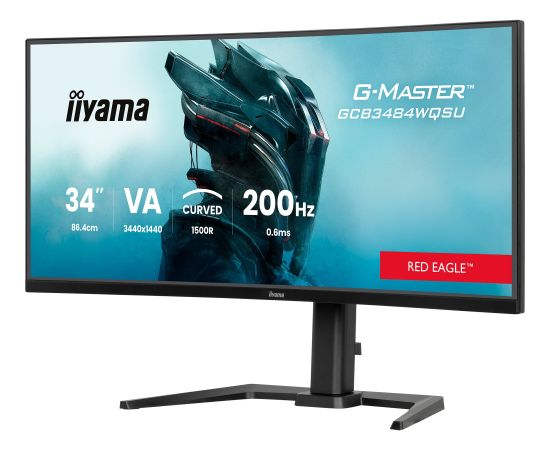 Iiyama G-Master GCB3484WQSU-B2 (86 cm (34 inches), black, UWQHD, VA, curved, dual mode, USB hub, 200Hz panel) Monitori