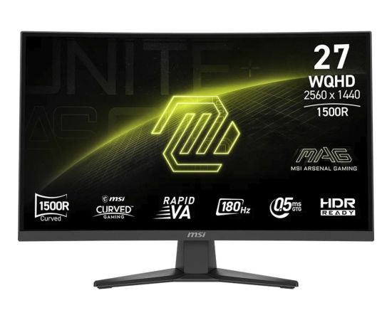 MSI MAG 275CQFDE E18 (68.6 cm (27 inches), black, WQHD, Rapid-VA, Curved, DP, HDMI, 180Hz panel) Monitori