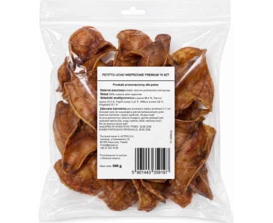 PETITTO ucho wieprzowe dla psa 10 szt 40g Suņu barība