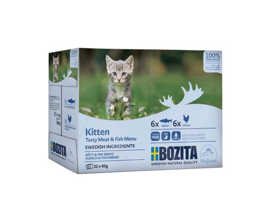Bozita Chunks in Sauce with Fish and Meat for Kitten Multibox 12x85g Kaķu konservi