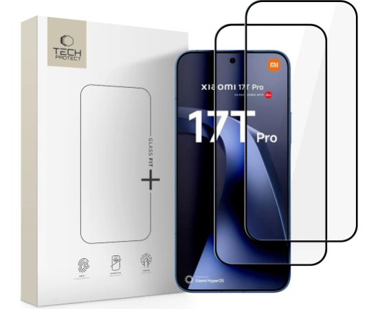 Tempered glass Tech-Protect Glass Fit+ 2-Pack Xiaomi 17T Pro black Ekrānu aizsardzība