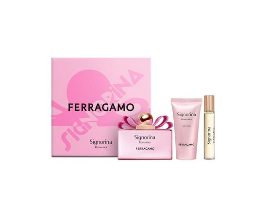 Salvatore Ferragamo Signorina Romantica Dárková sada EDP 100 ml, tělové mléko 50 ml a miniaturka EDP 15 ml 100ml Парфюмерные наборы