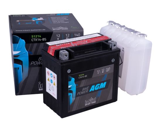 12Ah 180A IntAct AGM moto akumulators 150x87x145mm Akumulatori