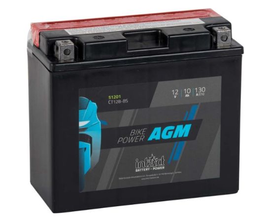 10Ah 130A IntAct AGM 51201 moto akumulators 150x70x130mm Akumulatori
