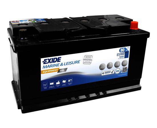 80Ah 900Wh akumulators EXIDE GEL ES900 353x175x190-+ Akumulatori