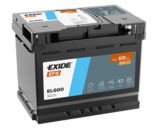 60Ah 640A akumulators EXIDE EL600 242x175x190-+ Akumulatori