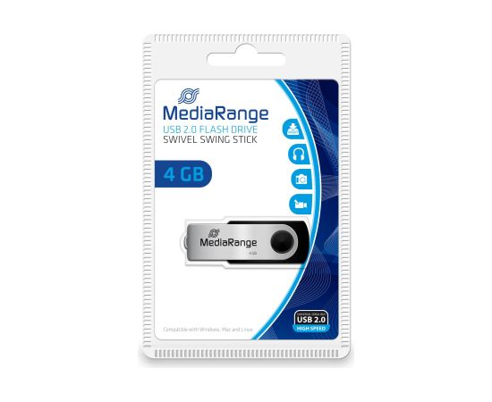 MEMORY DRIVE FLASH USB2 4GB/MR907 MEDIARANGE USB Flash atmiņas