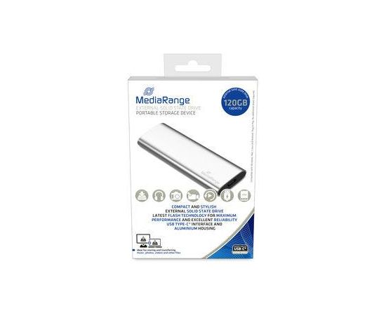 External SSD MEDIARANGE Read speed 450 MB/s Write speed 420 MB/s Form factor M.2 NVMe Yes  120 GB MR1100 Ārējie cietie diski HDD SSD