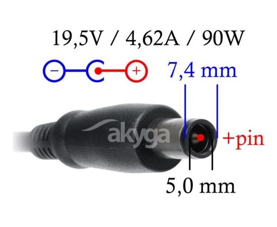 Akyga notebook power adapter AK-ND-07 19.5V/4.62A 90W 7.4x5.0 mm + pin DELL