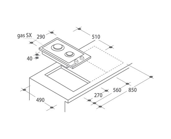 Candy CDG32/1SPX iebūvējama gāzes virsma 30cm Iebūvējama virsma - Gāzes