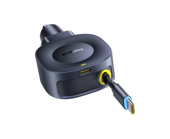 Baseus Auto lādētājs 12-24V 45W USB-C PD ar ievelkamu 0,8 m USB-C kabeli PrimeTrip VR2, melns Новинки смартфонов и телефонов