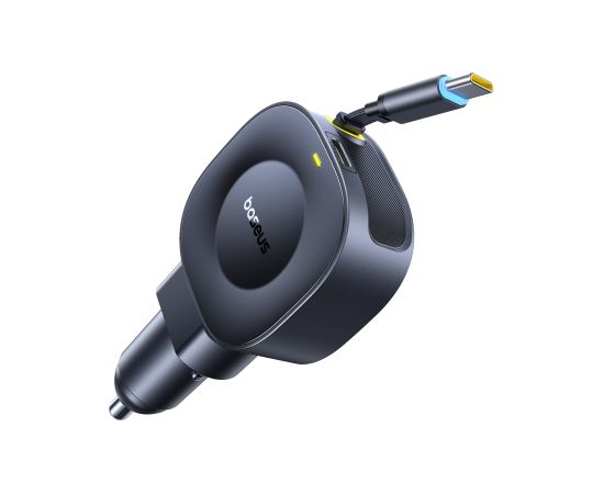 Baseus Auto lādētājs 12-24V 45W USB-C PD ar ievelkamu 0,8 m USB-C kabeli PrimeTrip VR2, melns Новинки смартфонов и телефонов