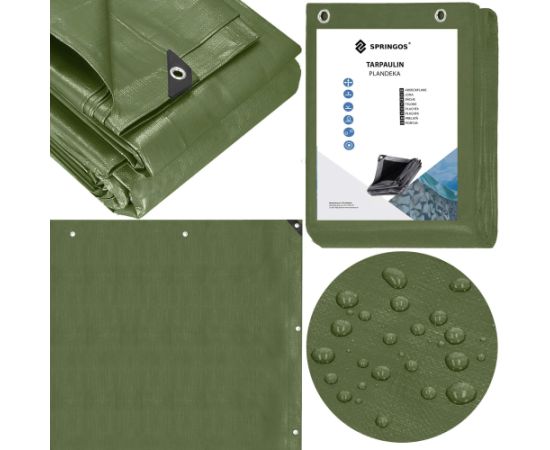 Brezents Springos GA2130 4x6m 120g/m2 Nojumes un aksesuāri