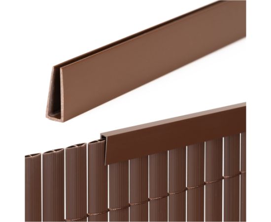 Springos Vāks, 100 cm profils PVC maskēšanas pārsegam balkonam, terasei, žogam, brūns Nojumes un aksesuāri