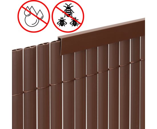 Springos Vāks, 100 cm profils PVC maskēšanas pārsegam balkonam, terasei, žogam, brūns Nojumes un aksesuāri