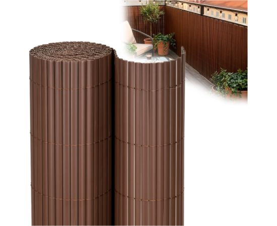 Springos Защитный ПВХ-мат 400x100 см для балкона, террасы, забора, коричневый. Тенты и аксессуары