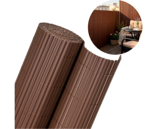 Springos Защитный ПВХ-мат 400x100 см для балкона, террасы, забора, коричневый. Тенты и аксессуары