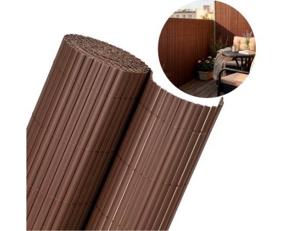 Springos Защитный ПВХ-мат 500x120 см для балкона, террасы, забора, коричневый. Тенты и аксессуары