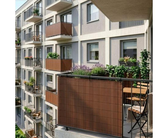 Springos Защитный ПВХ-мат 500x100 см для балкона, террасы, забора, коричневый. Тенты и аксессуары