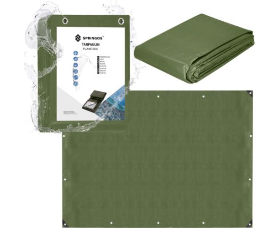 Springos Садовый брезент 4x5 м, 100 г/м2, усиленная защитная пленка для автомобиля, зеленый Тенты и аксессуары