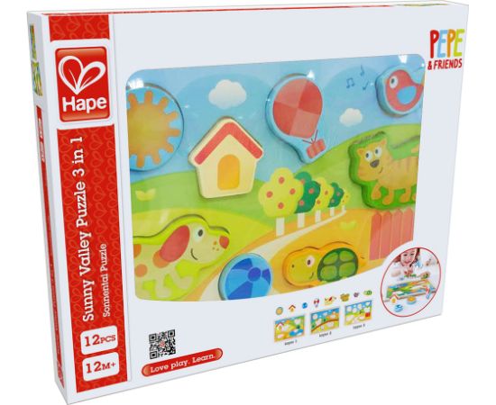 HAPE Saulainā ieleja puzle 3 in 1, E1601A Jaunumi, Bērnu preces