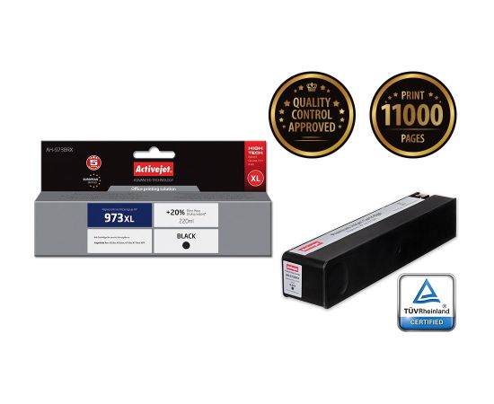 Activejet AH-973BRX ink (replacement for HP 973XL L0S07AE; Premium; 220 ml; black) Tintes printeru izejmateriāli