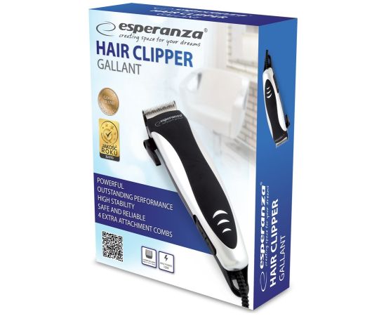 Esperanza EBC005S hair trimmers/clipper Black, White Matu, Bārdas, Ķermeņa trimmeri
