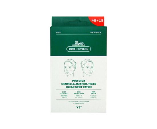 Vt Cosmetics Pro Cica Centella Asiatica Tiger Clear Spot Patch - Zklidňující náplasti na pupínky ( 66 ks ) 0ml Ķermeņa kosmētika