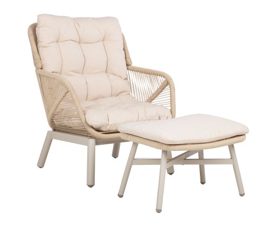Lounge chair TUXEDO with footstool, beige Dārza krēsli