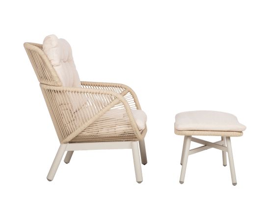 Lounge chair TUXEDO with footstool, beige Dārza krēsli