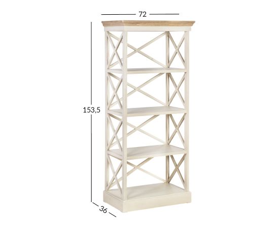 Bookcase SAMIRA 72x36xH153.5cm, w/ 4 shelf, color: antique white / brown Jaunumi -Dārzam