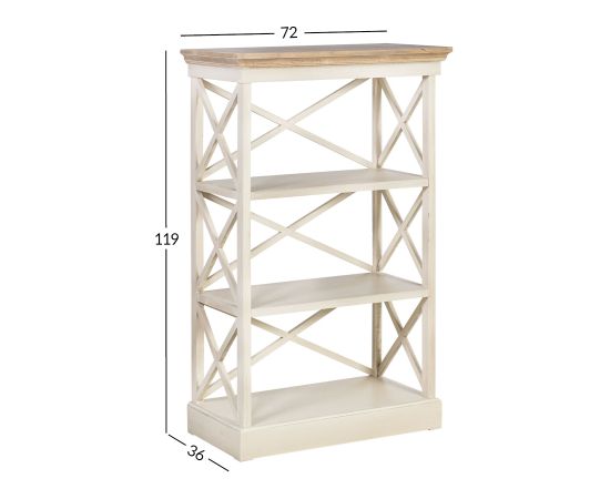Bookcase SAMIRA 72x36xH119cm, w/ 3 shelf, color: antique white / brown Jaunumi -Dārzam