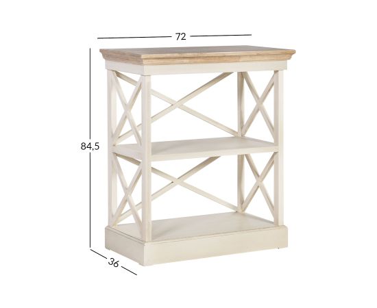 Bookcase SAMIRA 72x36xH84,5cm, w/ 2 shelf, color: antique white / brown Jaunumi -Dārzam