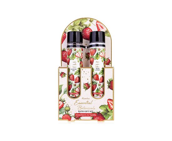 Accentra Strawberry & Vanilla Essential Botanicals Body Care Set - Dárková sada ve zkumavkách Ķermeņa kosmētika