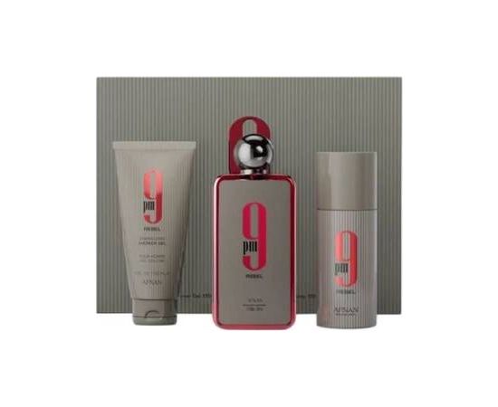 Afnan 9 pm Rebel Dárková sada EDP 100 ml, sprchový gel 150 ml a deospray 150 ml 100ml Dāvanu komplekti