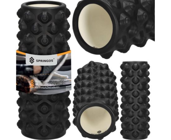 Masāžas rullis ar izciļņiem Springos FR0023 33x10,5 cm rolleris, melns Jaunumi - Sports