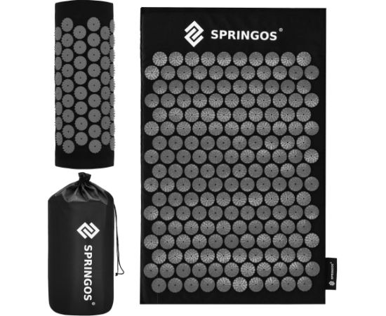 Акупрессурный коврик с шипами Springos FA0156, набор с подушкой и чехлом, для массажа, для мышечной боли Vingrošanas paklājiņi