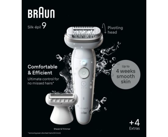 Braun Silk-épil 9 9-041, Silver, 40 tweezers, MicroGrip, Battery, 100 - 240 V, 50/60 Hz Новинки Компьютерная техника
