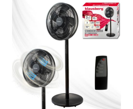 Grīdas ventilators ar tālvadības pulti, melns LED displejs , KB 9041, Klausberg Ventilatori