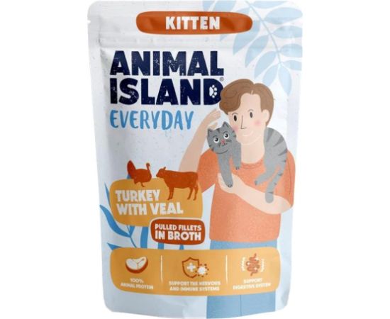 ANIMAL ISLAND Kitten indyk z cielęciną 85g Kaķu konservi