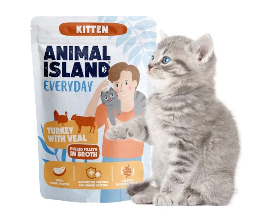 ANIMAL ISLAND Kitten indyk z cielęciną 85g Kaķu konservi