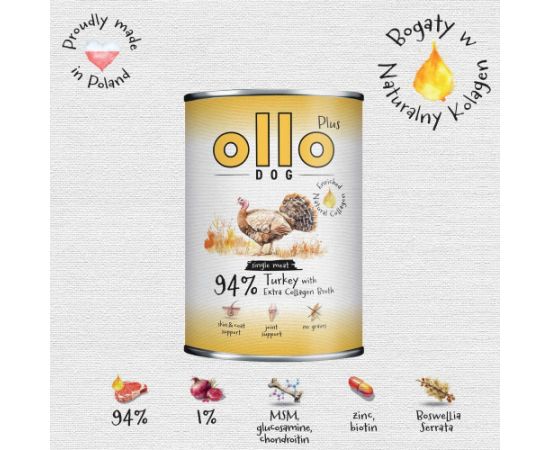 OLLO Plus Collagen Mono Turkey - wet dog food - 800g Suņu barība