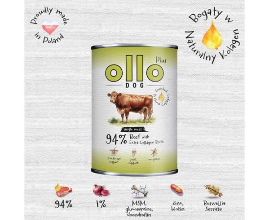 OLLO Plus Collagen Mono Beef - wet dog food - 800g Suņu barība