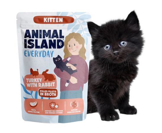 ANIMAL ISLAND Kitten indyk z królikiem 85g Kaķu konservi