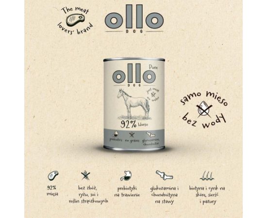 OLLO Pure Horse Mono - wet dog food - 850g Suņu barība