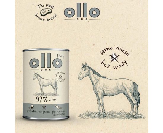 OLLO Pure Horse Mono - wet dog food - 850g Suņu barība