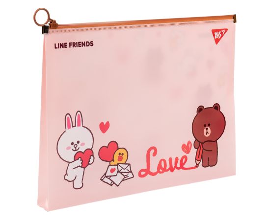 Rāvējslēdzēja soma YES Line Friends Brown A4 Dokumentu mapes