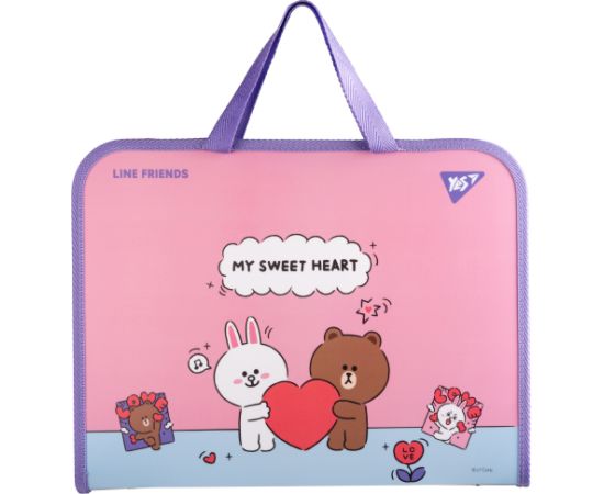 Rāvējslēdzēja portfelis YES Line Friends Choco and Cony FC ar auduma rokturiem Dokumentu mapes