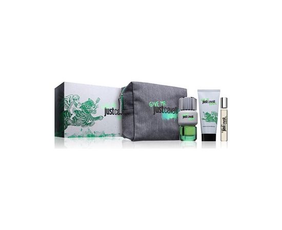 Roberto Cavalli Just Cavalli Give Me Magic Dárková sada EDT 90 ml, sprchový gel 100 ml, miniaturka EDT 15 ml a kosmetická taška 90ml Dāvanu komplekti