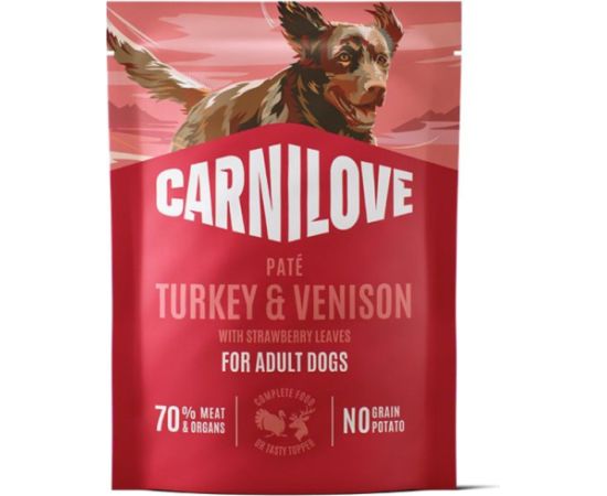 Carnilove Carnilove Dog Pouch Karma mokra dla psów Indyk i dziczyzna z liśćmi truskawki 300 g Suņu barība